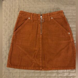 TopShop Moto Zippered Mini Skirt Burnt Orange. Size 2